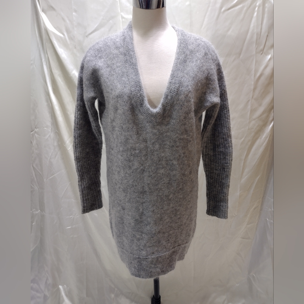 By Malene Birger Kidmohair Wool Blend Sweater Dress V Neck Gray Size S